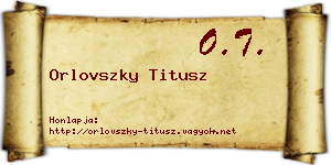 Orlovszky Titusz névjegykártya